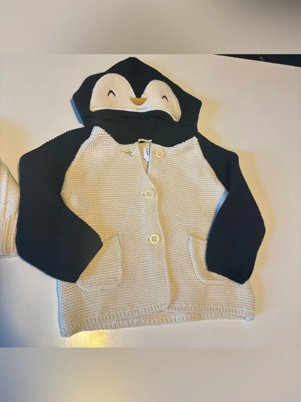 GAP baby 6-12 Months penguin hoodie knit and Cream Kids Sweater lot of 2